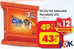 Eti Cin Tek Lokmalık Portakallı Bisküvi 3'lü