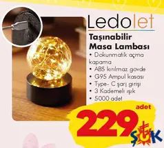 Ledolet Taşınabilir Masa Lambası