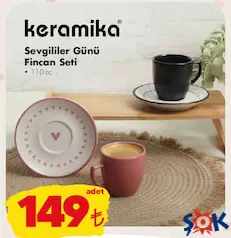 Keramika Sevgililer Günü Fincan Seti