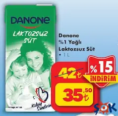 Danone %1 Yağlı Laktozsuz Süt 1 L