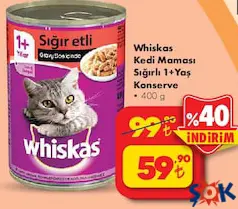 Whiskas Kedi Maması Sığırlı 1+Yaş Konserve 400 g