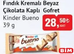 Kinder Bueno Fındık Kremalı Beyaz Çikolata Kaplı Gofret 39 g