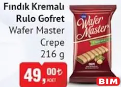 Wafer Master Crepe Fındık Kremalı Rulo Gofret 216 g