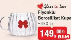 Glass in Love Fiyonklu Borosilikat Kupa 450 cc