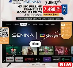 Senna 43 inç Full HD Frameless Google Led Tv Akıllı Televizyon