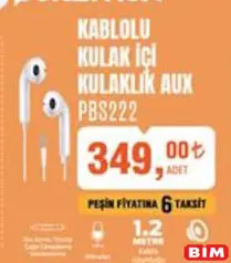 Polosmart Kablolu Kulak İçi Kulaklık Aux PBS222