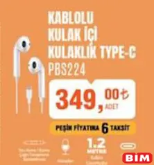 Polosmart Kablolu Kulak İçi Kulaklık Type-C PBS224