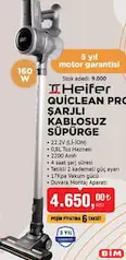 Heifer Quiclean Pro Şarjlı Kablosuz Süpürge