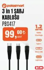 PoloSmart 3 in 1 Şarj Kablosu PBS417