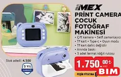 İmex Print Camera Çocuk Fotoğraf Makinesi