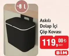 Askılı Dolap İçi Çöp Kovası 8 L