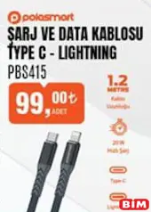 Polosmart Şarj ve Data Kablosu Type C - Lightning PBS415