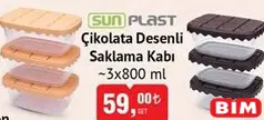 SunPlast Çikolata Desenli Saklama Kabı 3x800 ml