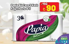 Papia BioCare 3 Katlı Kağıt Havlu 8'li