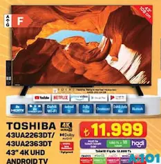 Toshiba 43UA2263DT/ 43UA2363DT 43 inç 4K UHD Android TV Akıllı Televizyon