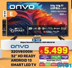 Onvo 32OV6000H 32 inç HD Ready Android Smart LED TV Akıllı Televizyon