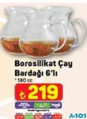 Borosilikat Çay Bardağı 6'lı 180 cc