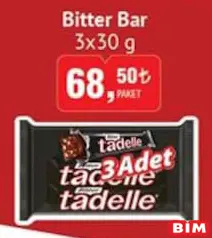 Tadelle Bitter Bar Çikolata 3x30 g