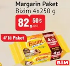 Bizim Margarin Paket 4x250 g