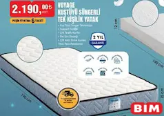 Homedius Voyage Kuştüyü Süngerli Tek Kişilik Yatak