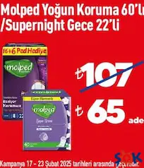 Molped Yoğun Koruma 60'lı / Supernight Gece 22'li Ped