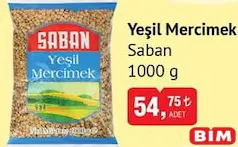 Saban Yeşil Mercimek 1000 g