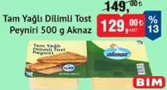 Aknaz Tam Yağlı Dilimli Tost Peyniri 500 g