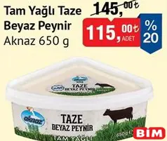 Aknaz Tam Yağlı Taze Beyaz Peynir 650 g