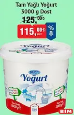 Dost Tam Yağlı Yoğurt 3000 g