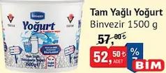 Binvezir Tam Yağlı Yoğurt 1500 g