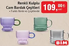 Glass in Love Renkli Kulplu Cam Bardak Çeşitleri