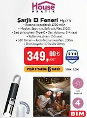 House Pratik Şarjlı El Feneri