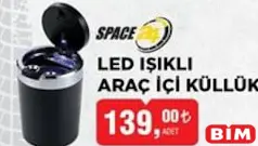 Space Led Işıklı Araç İçi Küllük