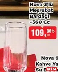 Paşabahçe Nova 3'lü Meşrubat Bardağı