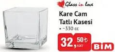 Glass in Love Kare Cam Tatlı Kasesi 330 cc