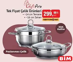 Chef's Pro Tek Fiyat Çelik Ürünleri Tencere 14 cm / Sahan 16 cm