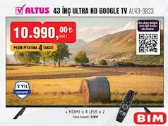 Altus 43 inç Ultra HD Google Smart TV Akıllı Televizyon