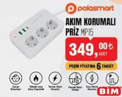 Polosmart MP15 Akım Korumalı Priz