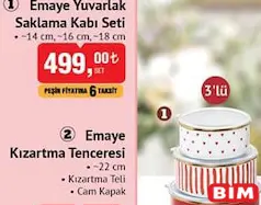 Benante Emaye Yuvarlak Saklama Kabı Seti