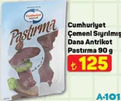 Cumhuriyet Çemeni Sıyırılmış Dana Antrikot Pastırma 90 g