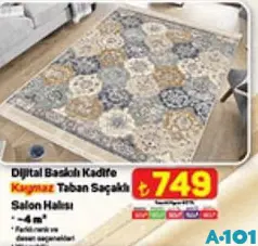 Dijital Baskılı Kadife Kaymaz Taban Saçaklı Salon Halısı 4 m²