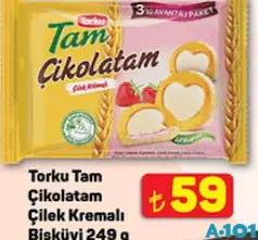 Torku Tam Çikolatam Çilek Kremalı Bisküvi 249 g