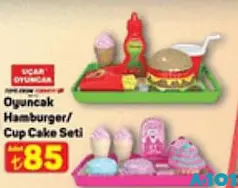 Uçar Oyuncak Hamburger/Cup Cake Seti