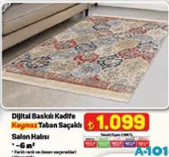 Dijital Baskılı Kadife Kaymaz Taban Saçaklı Salon Halısı 6 m²