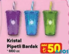 Kristal Pipetli Bardak 600 cc