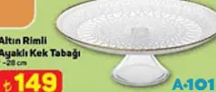 Altın Rimli Ayaklı Kek Tabağı 28 cm