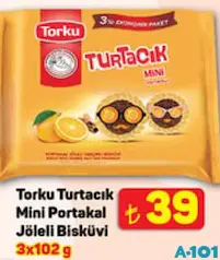 Torku Turtacık Mini Portakal Jöleli Bisküvi 3x102 g