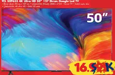 TCL 50P635 4K Ultra HD 50 inç 127 Ekran Google LED TV/Akıllı Televizyon