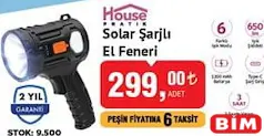 House Pratik Solar Şarjlı El Feneri