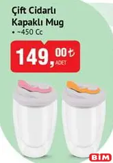 Çift Çidarlı Kapaklı Mug 450 cc